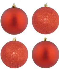 58702 4X10cm Baubles Red