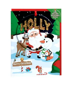 70H04010236 Personalised Christmas Card with Detachable Bauble Name Holly