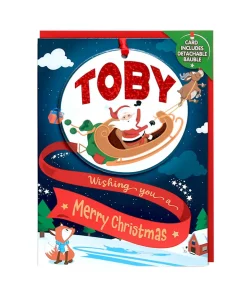 70H04010466 Personalised Christmas Card with Detachable Bauble Name Toby
