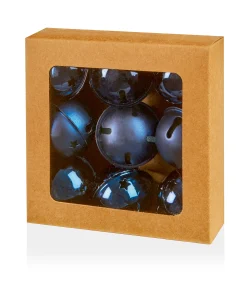 AC241271DB Set of 9 4cm Dark Blue Bells Boxed