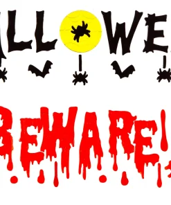 HA258713 13x47cm Wording Gel Window Sticker Choice of 2 HALLOWEEN-BEWARE