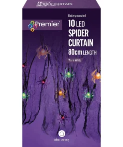 HB181042 10 Battery Opperated LED Curtain with Spiders