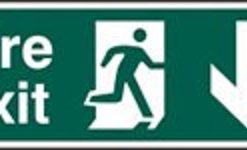 Sign Fire Exit Arrow Down S/adh 400×150 (EACH)