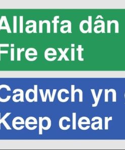 Sign Fire Exit Keep Clear English/Welsh Plas 300×150 (EACH)