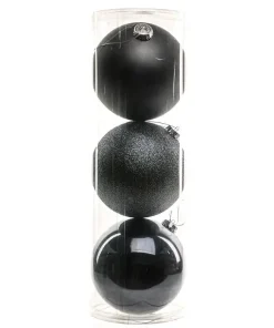 P014688 Festive pack of 3 x 15cm shiny/matte/glitter baubles – grey