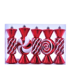 P030628 Festive pack of 5 x 15cm red and white striped candy