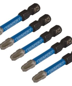 DRAPER EXPERT PZ-TYPE IMPACT SCREWDRIVER BITS, NO.3 X 50MM, 1/4″ HEX (PACK OF 5)